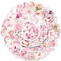 Set of 50 pink aesthetic waterproof stickers with unicorns and roses for DIY decor - Pink Watercolor Style Collection (T01042699)
