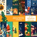 12 sheets of 6x6 inch Christmas scrapbook paper with festive holiday patterns and illustrations - Christmas Theme Style (T01042203) / 12 Sheets/Pack (6x6 Inch)