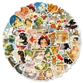 Set of 50 vintage cartoon graffiti stickers featuring animals and characters for laptops - Retro Pastoral Illustration