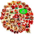 Pack de 50 pegatinas de rosas vintage con mariposas y ángeles para decoración de bricolaje - Serie de Rosas Rojas Vintage (T01042725)