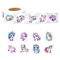 Rolle mit 500 verträumten Einhorn Aufklebern mit verschiedenen süßen Cartoon Motiven - Unicorn Pattern Sticker (T01042797) / 500 Stück/Packung (1 Zoll/2,5cm) / bunt