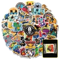 Variety pack of 50 colorful skateboarding stickers with graffiti style cartoon characters - Cool Skateboard Style (T01040388)