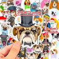 50 pieces cute dog stickers featuring a bulldog with top hat and monocle, size 2.5 inches - Cartoon Dog Theme Style (T01090002)