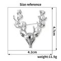 Size specifications of silver elk deer brooch with pearls measuring 4.7cm by 4.2cm - Silver (XZ25281)