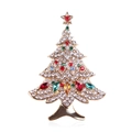 Vintage-Weihnachtsbaum-Brosche in Gold mit bunten Strasssteinen und rotem Stern - Gold Großer Weihnachtsbaum