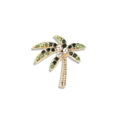 Broche de palmera tropical con diamantes de imitación verdes y acabado en tono dorado - Palmera