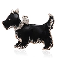 Elegante broche de Terrier escocés en esmalte negro con collar de diamantes de imitación - Estilo Terrier escocés / Cachorro Negro