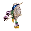 Exquisite hummingbird brooch with colorful enamel wings and sparkling rhinestones - Blue Bird on Ginkgo Branch (XZ20-050-2)