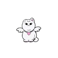 Adorable épinglette chat ange blanc avec collier cœur rose pour sacs et vêtements - No.15 Chat Ange