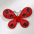 Spilla vintage a farfalla rossa con ali smaltate e cristalli rossi luccicanti - Stile Strass con Motivo Rosso Vero (XZ126)
