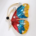 Spilla vintage a farfalla con ali smaltate rosso blu giallo e strass scintillanti - Stile Smalto Sfumato Rosso Blu Giallo (XZ129)