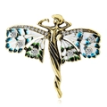 Vintage Schmetterling Brosche Gold mit buntem Emaille-Verlauf und funkelnden Strasssteinen - Antikgold Schmetterlingsfee Stil