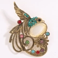 Spilla vintage a fenice dorata con strass multicolore e intarsio di opale - Vintage Gold Green