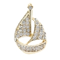 Elegant gold metal sailboat brooch featuring clear rhinestones in a minimalist design - Gold Sailboat Style (LZ001)