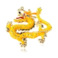 Broche de dragón dorado con esmalte amarillo y ojo de gema roja para trajes de hombre - Amarillo