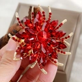Elegant red crystal sunflower brooch in gold plating for scarves and evening dresses - Gold Red (XZ5-325)