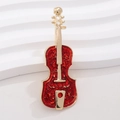 Elegant cello violin brooch with red enamel and golden finish musical jewelry - Gold Frame Red Violin