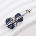 Creative silver violin brooch with deep blue rhinestones and elegant musical note design - Silver Frame Blue Rhinestone Violin