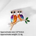 Detail showing vintage owl brooch size 4.9x4.0cm with colorful enamel and pearl inlay - Colorful Owl (XZ24091)