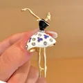 Detail view of gold ballet dancer brooch with purple heart and size markers - Blue Ballet Dancer (XZ24251)