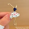 Detail of ballet dancer brooch showing blue enamel and sparkling rhinestone accents - Pink Ballet Dancer (XZ24250)