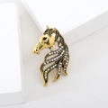 Elegante spilla a testa di cavallo dorata con strass scintillanti per abito da uomo - Testa di Cavallo Oro Antico (XZ25198)