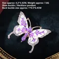 Macro shot of purple butterfly shoe charm with rhinestones and gold alloy detail - Purple Butterfly (XZ25049)
