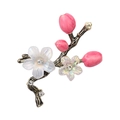 Spilla fiore di ciliegio con boccioli rosa e perle su rami dorati stile vintage - Stile Fiore di Prugno Nero (XZ25026)