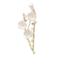 Elegante spilla a ramo di fiori dorati con perle bianche e strass di cristallo lucido - Xz25027 Oro Fiore Di Pesco
