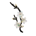 Spilla elegante a ramo di fiori di prugna con petali di resina perlata e strass lucidi - Stile Fiore di Pesco Nero (XZ25028)