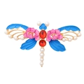 Golden dragonfly brooch with sky blue enamel wings and inlaid pearls jewelry - Blue Dragonfly Style (XZ25043)