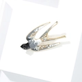 Spilla a rondine con ali in smalto bianco e nero e strass scintillanti - Stile Design a Rondine (Offerta Speciale 6)