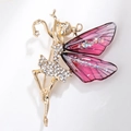 Spilla fata ballerina dorata con strass scintillanti e ali viola traslucide - Stile Fata con Ali Viola (XZ098 Rosso Elfo)
