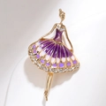 Exquisite ballet dancer brooch with purple enamel and sparkling crystals in gold plating - Enamel Purple (C2324-2PU)