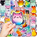 Waterproof cute cat stickers with gradient pink and blue graffiti for DIY decoration - Cute Cat Pattern (T01042364)