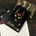 Taccuino gatto egiziano nero con design Bastet in lamina d'oro su scrivania vintage - Nero (T01042327)