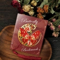Exquisite gold hollow butterfly metal bookmark with red rose detail and silk tassel charm - Chinese Red Flower Butterfly Style (T01042307) / Red