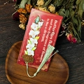 Exquisite hollow metal lily bookmark featuring a blue butterfly and pale green tassel - Lily (T01042378)