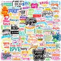 Colorful waterproof vinyl motivational stickers with artistic English phrases - Positive Energy Quotes (T01041950)