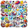 50 Stück Fußball Graffiti Sticker Set mit bunten Comic-Bällen und sportlichen Motiven - Fußball Sport Serie Muster (T01042476)