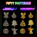 100 pcs gold laser Christmas PET stickers featuring 50 festive designs for DIY decor - Christmas Theme Gold Laser Sticker (T01041497)