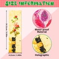 Macro detail of waterproof holographic vintage rose bookmarks with size information - Vintage Art Style (T01042432)