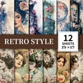 12 sheets of retro Victorian style decorative scrapbooking paper, 3.9 x 5.7 inch floral set - Retro Lady And Rose (T01042048)