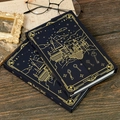 Minimalist magic school notebook with gold foiled castle design and starry sky pattern - Magic School Castle Style (T01042440)