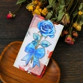 Detail eines Metall-Lesezeichens mit blauer Rose und You are my miracle Schleife - Blaue Rose Stil (T01042517)