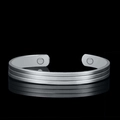 Silbernes Magnetarmband für Herren mit 18K Vergoldung und dreifacher Linientextur - 3 Linien Platin Mit 2 Magneten