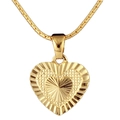 18K vergoldete Doppel-Herz-Halskette mit strukturiertem Muster und klassischer venezianischer Kette - Großer Anhänger Einzeln (Ohne Kette) / Gold