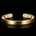 Minimalistisches 18K vergoldetes offenes Armband mit mattem Finish und Magnettherapie - Glänzend / Gold
