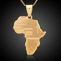 18K vergoldete Afrika Karte Halskette mit gravierten Städten an einer feinen Gliederkette - Nur Anhänger (Ohne Kette) / Größe 44 Stil (44#) / Gold