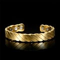 Detail eines 18K vergoldeten Magnettherapie-Armbands mit Magneten und Spiegelung auf Schwarz - Stil mit 6 Magneten / 18K-Gold